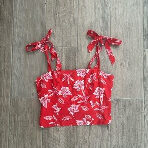 super cute size 10 red and white floral crop top from joie